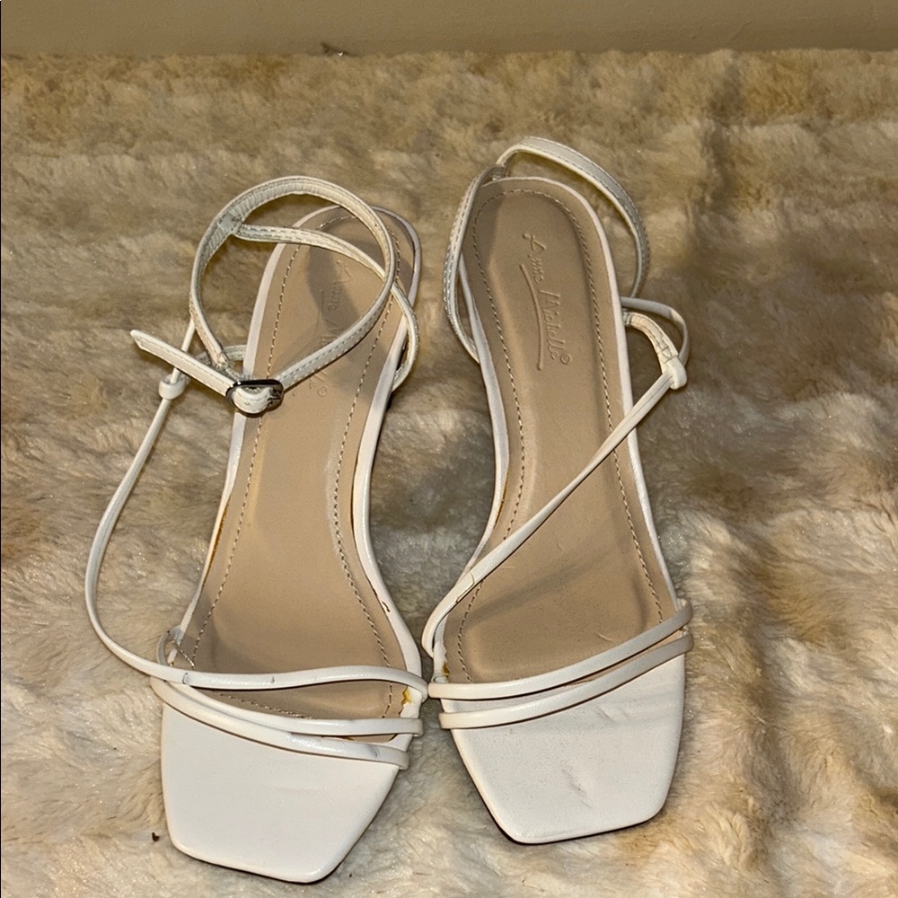 Anne Michelle White Strappy Heels – Size 7